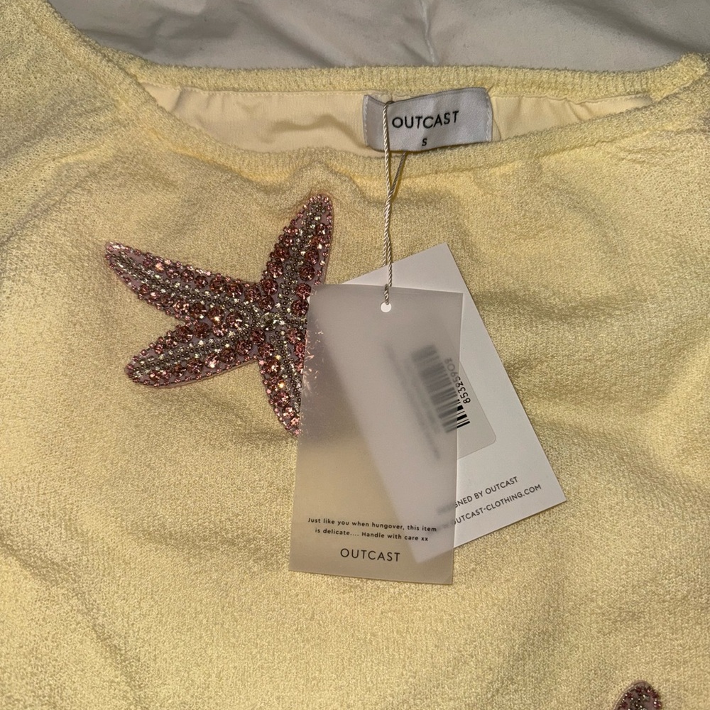 OUTCAST  MAII MINI DRESS LEMON YELLOW  Starfish Embellishments - Picture 3 of 4